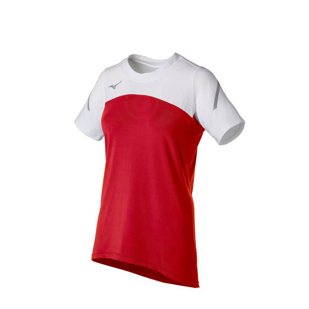 Womens Mizuno Techno VII Short Sleeve Jersey Red/White Philippines (CFEAXJ762)